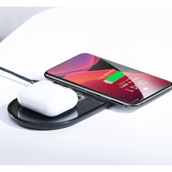 Заряджання бездротове подвійне 24 Вт прозоре Baseus Simple TZWXJK-A01 3415 фото