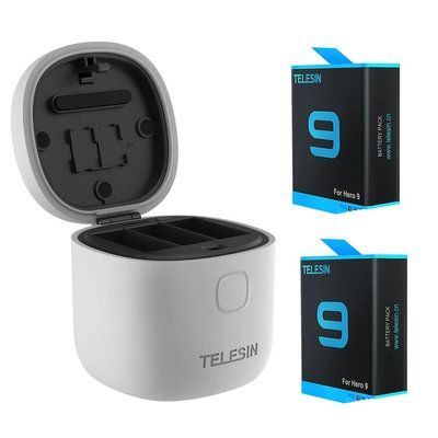Зарядка з двома акумуляторами GoPro HERO 9 / 10 HERO IP54 картрідер Telesin GP-BTR-905-GY 2677/GP-BTR-904-GY фото