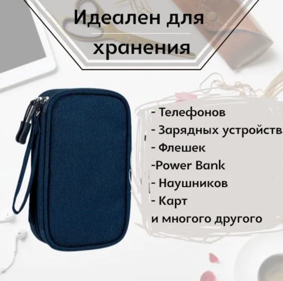 Органайзер для проводов / Органайзер для кабелей / Органайзер для зарядок / Сумка для хранения принадлежностей (Синий) TR3078 фото